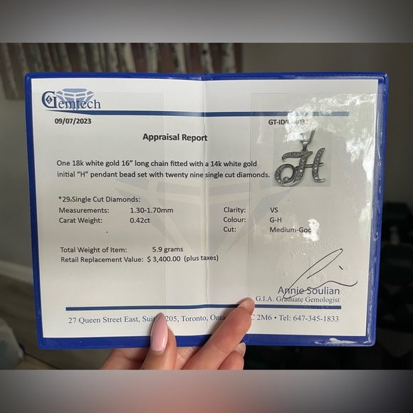 Diamond necklace initial H - Picture 3 of 3